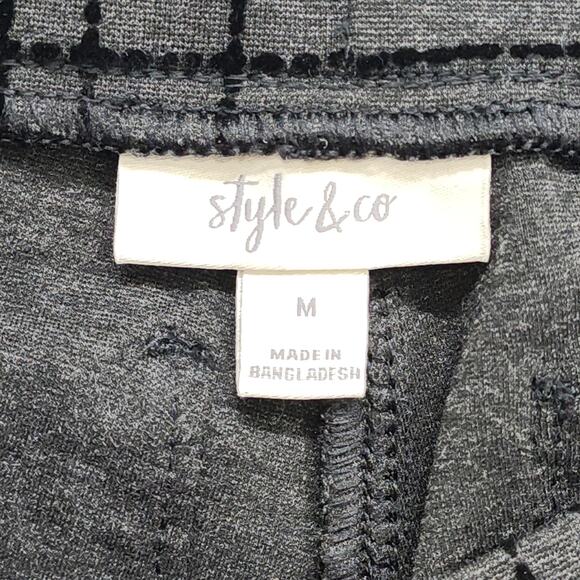 Style&Co Pants Womens M Gray Black Plaid Pull On Mid Rise Ponte Leggings Office - Picture 4 of 12